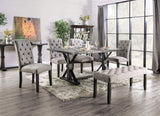 ZUN Classic Light Gray Color 1PC BENCH Button Tufted Linen Like Fabric Solid wood Chair Upholstered Seat B011104805