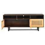 ZUN TREXM Retro Rattan TV Stand 3-door Media Console with Open Shelves for TV Stand under 75'' WF316904AAD