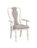 ZUN ACME Florian Arm Chair, Gray Fabric & Antique White Finish DN01655