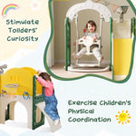 ZUN Toddler Slide and Swing Set 8 in 1, Kids Playground Climber Slide Playset with Basketball Hoop PP321361AAL