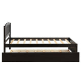 ZUN Twin size Platform Bed Wood Bed Frame with Trundle, Espresso WF194302AAP