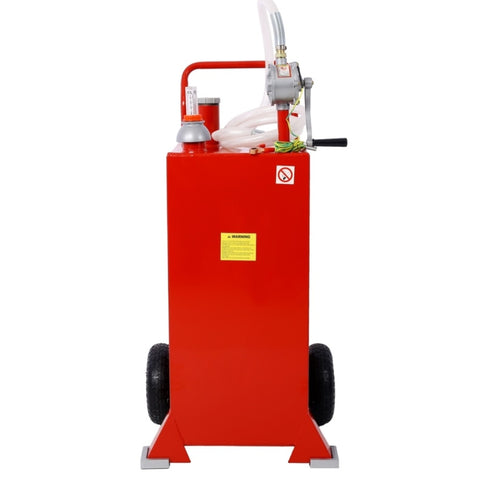 ZUN 30 Gallon Gas Caddy With Wheels, Fuel Transfer Tank Gasoline Diesel Can Reversible Rotary Hand W46568159