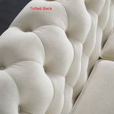 ZUN Chesterfield Velvet Sofa 84.65 inch for Living Room Beige Color W57991499