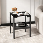 ZUN Black Glass Clear Side&End Table, 2-Tier Space End Table , Corner Table W32771342