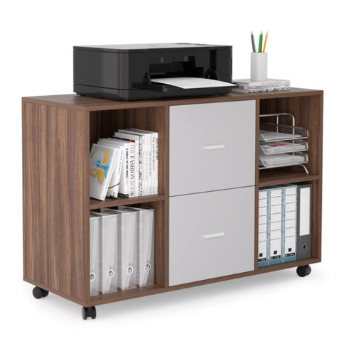 ZUN Mobile lateral filing cabinet with 2 drawers and 4 open storage cabinets, for home office, W87653924