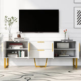 ZUN U-Can Modern TV Stand for TVs up to 75 Inches, Storage Cabinet with Drawers and Cabinets, Wood TV WF309201AAK