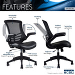 ZUN Techni Mobili Stylish Mid-Back Mesh Office Chair with Adjustable Arms, Black RTA-8070-BK