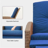 ZUN Indoor & Outdoor Recliner, All-Weather Wicker Reclining Patio Chair, Blue Cushion W1859113286