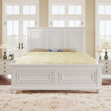 ZUN Traditional Town and Country Style Pinewood Vintage Full Bed, White WF316937AAK