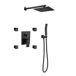 ZUN Shower System, 10-Inch Matte Black Full Body Shower System with Body Jets, Square Rainfall Shower 06159140