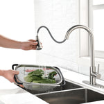 ZUN Single Handle High Arc Pull Out Kitchen Faucet,Single Level Stainless Steel Kitchen Sink Faucets 57490800