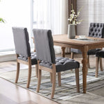 ZUN Mid-Century Wooden Frame Linen Fabric Tufted Upholstered Dining Chair,Set of 2,Grey W72854345