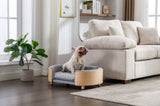 ZUN Scandinavian style Elevated Dog Bed Pet Sofa With Solid Wood legs and Bent Wood Back, Velvet W79490077
