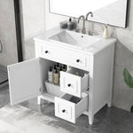 ZUN 30" Bathroom Vanity with Sink Top, Bathroom Vanity Cabinet with Door and Two Drawers, Solid Wood WF311620AAK