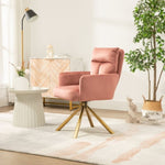 ZUN Pink Velvet Contemporary High-Back Upholstered Swivel Accent Chair W116470751