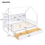 ZUN Wooden Full Size House Bed with 2 Drawers,Kids Bed with Storage Shelf, White WF301459AAK