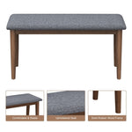 ZUN 2PCS Upholstered Benches Retro Upholstered Bench Solid Rubber Wood for Kitchen Dining Room Grey and W69177437