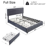 ZUN Upholstered Full Size Platform Bed with LED Lights, Storage Bed with 4 Drawers, Gray color fabric W1998121303