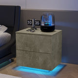 ZUN Nightstand with LED Strip Lights, Modern Bed Side Table with 2 Drawers, End Table for Living Room, W2178133309