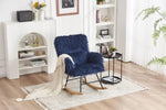 ZUN Rocking Chair Nursery, Solid Wood Legs Reading Chair with Lazy plush Upholstered and Waist Pillow, W1361120554