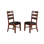 ZUN Sara Ladder Back Dining Side Chairs in Brown, Set of 2 SR011283