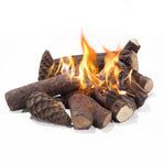 ZUN 9 Pcs Fake Gas Logs ,Ceramic Wood Fire Pit Logs Sets for Indoor or Outdoor Fire Pit 48629879