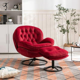ZUN Accent chair TV Chair Living room Chair with Ottoman- DARK RED W67641176