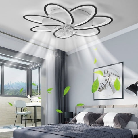 ZUN 31Inches Ceiling Fan with Lights Remote Control Dimmable LED, 6 Gear Wind Speed Fan Light W2009124233