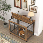 ZUN Furniture Dog Cage Crate with Double Doors, Rustic Brown, 38.58'' W x 25.2'' D x 27.17'' H W116291738