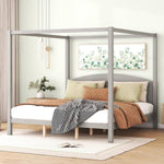 ZUN King Size Canopy Platform Bed with Headboard and Support Legs, Grey Wash WF309291AAE