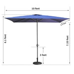 ZUN Large Blue Outdoor Umbrella 10ft Rectangular Patio Umbrella For Beach Garden Outside Uv Protection W1828P147105