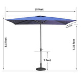 ZUN Large Blue Outdoor Umbrella 10ft Rectangular Patio Umbrella For Beach Garden Outside Uv Protection W1828P147105