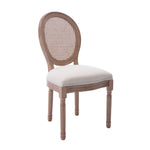 ZUN HengMing Upholstered Fabrice With Rattan Back French Dining Chair with rubber legs,Set of 2,Beige W21252317