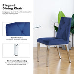 ZUN Modern luxury home furniture dinning room chairs chrome legs Blue velvet fabric dining chairs W21037588