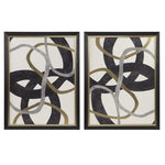 ZUN Gold Foil Abstract 2-piece Framed Canvas Wall Art Set B03598857