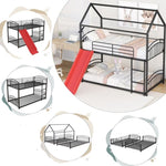 ZUN Twin Over Twin Metal Bunk Bed With Slide,Kids House Bed Black+Red MF313919AAJ