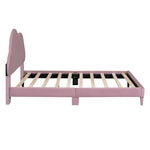 ZUN Full size Upholstered Cloud-Shape Bed ,Velvet Platform Bed with Headboard,No Box-spring Needed,Pink WF310647AAH