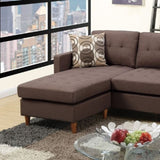ZUN Chocolate Polyfiber Sectional Sofa Living Room Furniture Reversible Chaise Couch Pillows Tufted Back B011127927