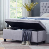 ZUN Upholstered tufted button storage bench ,Linen fabric entry bench with spindle wooden legs, Bed W2186P151309