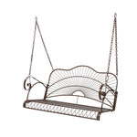 ZUN Outdoor Garden Iron Wire Double Swing Chair Dark Brown（Swing frames not included） 46578175