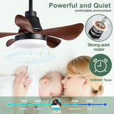 ZUN 28 lnch Ceiling Fan with Lights Remote Control, Small Ceiling Fan Flush Mount, 5 Reversible Blades, W1187118716