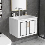 ZUN 24" Wall Mounted Bathroom Vanity with Ceramic Basin, Two Shutter Doors, Solid Wood & MDF Board, WF303107AAK