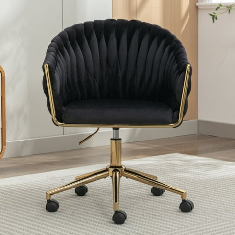 ZUN Modern home office leisure chair with adjustable velvet height and adjustable casters W1521134897