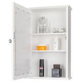 ZUN Single Door Mirror Indoor Bathroom Wall Mounted Cabinet Shelf White 65527537