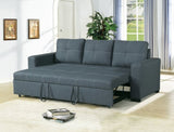 ZUN Sofa w Pull out Bed Convertible Sofa in Blue Grey Polyfiber HS00-F6532