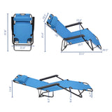 ZUN RHC-202 Portable Dual Purposes Extendable Folding Reclining Chair Blue 75407956