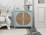 ZUN 2 door cabinet with semicircular elements,natural rattan weaving,suitable for multiple scenes such W688105109