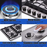 ZUN AHT34IN10S-KP Hothit 34 Inch Gas Cooktop Griddle, 5 Burner Gas Stove top, Cook top stove gas W2218135983