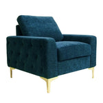 ZUN Modern Upholstered DiamondTufted 1 Seat Couch Chenille Fabric Sofas with Sturdy Metal Legs and Arm W71482059