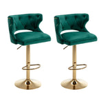 ZUN Bar Stools With Back and Footrest Counter Height Dining Chairs-Velvet Green-2PCS/SET W67663279